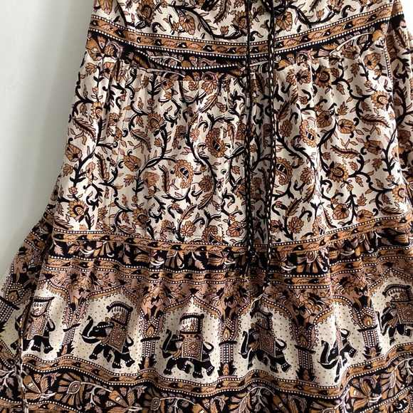 Tiered boho cottagecore upcycled bedspread elastic drawstring maxi skirt sm to L - Picture 14 of 16